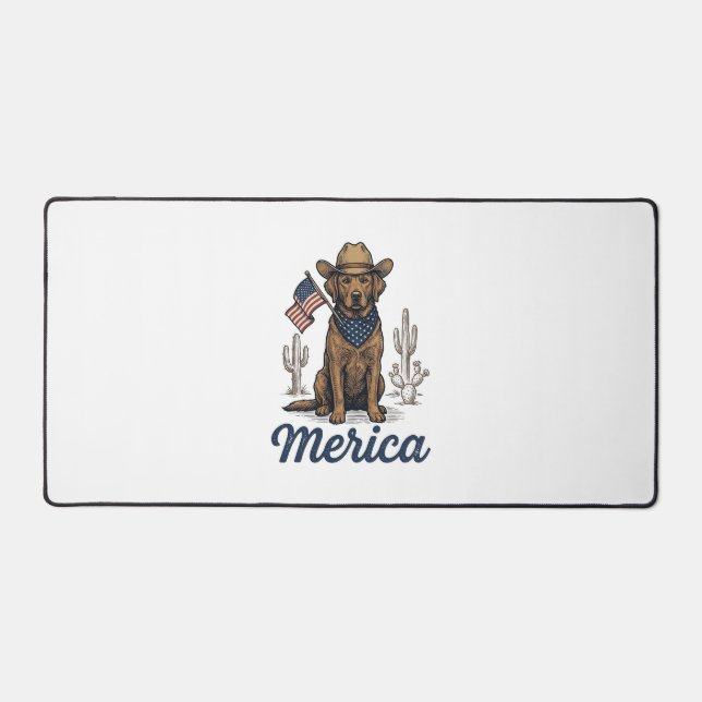 Chemise Vintage Merica Cowboy Chien Drapeau Améric (Recto)