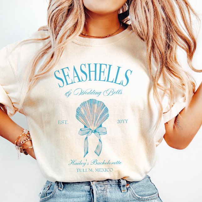 Chemises de mariage coquillages Tshirt EVJF (Seashells Wedding Bells Bachelorette Tshirt)