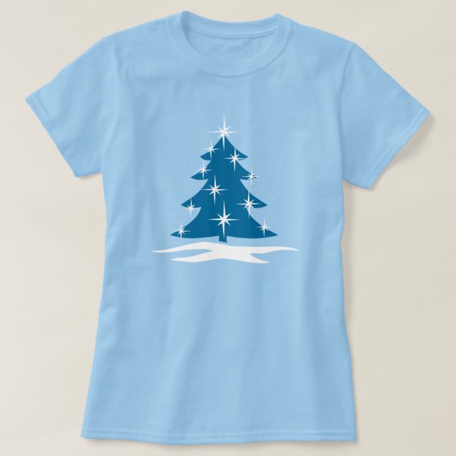 Chemises de Noël bleues pour dames T-shirts de l'a (Design devant)