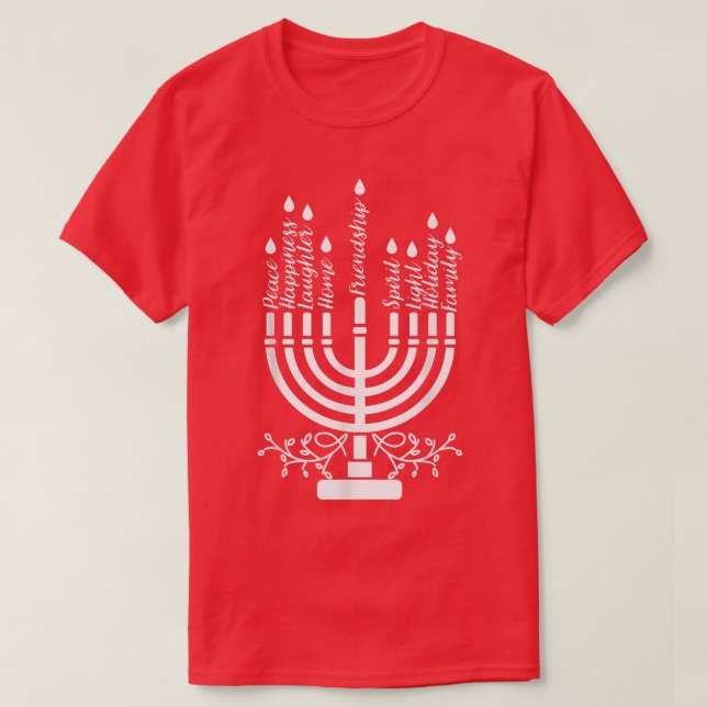 Chemises Hanoukka Menorah juive Hanoukka T-Shirt (Design devant)