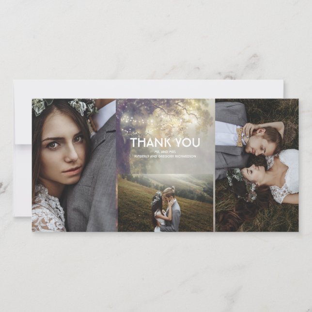 Chêne Arbre Éclairage Russe Mariage Merci (Devant)