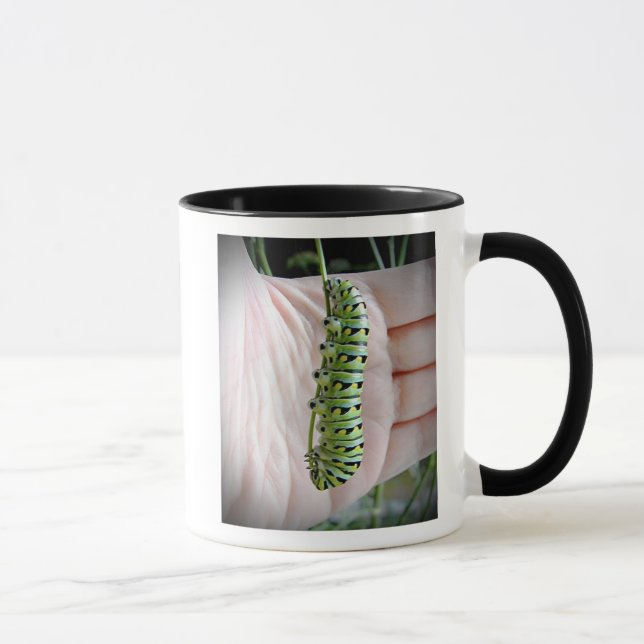 Chenille/Papillon de Papilio noir - mug (Droite)