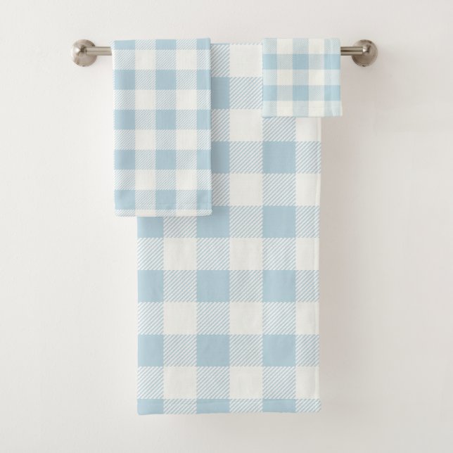 Chèque bleu En vichy ensemble de serviettes de bai (En situation)