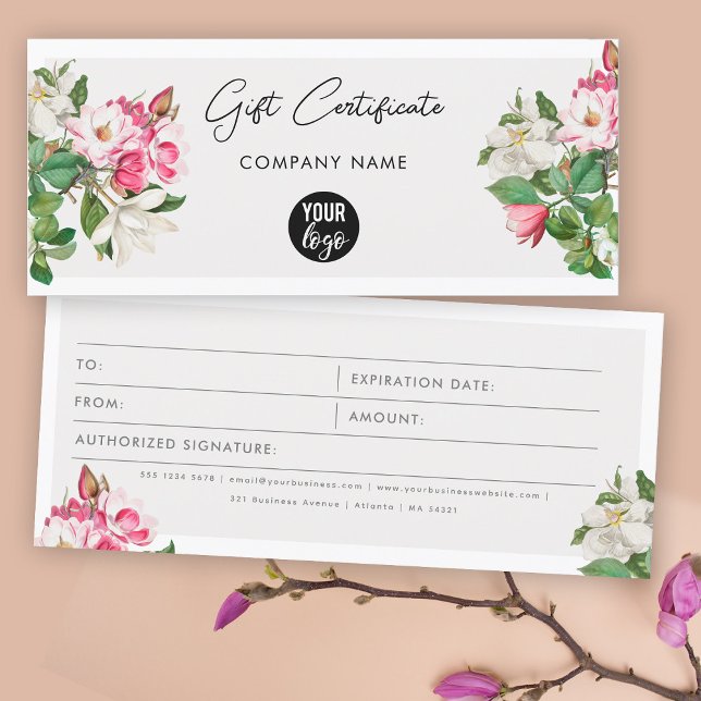 Chèque-cadeau Logo Watercolor Magnolias (Watercolor Magnolias Logo Gift Certificate Voucher)