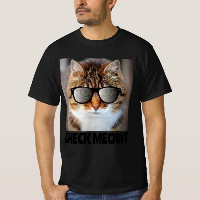 Chèque Meowt, Drôle Mens T-shirt Chat (Devant)