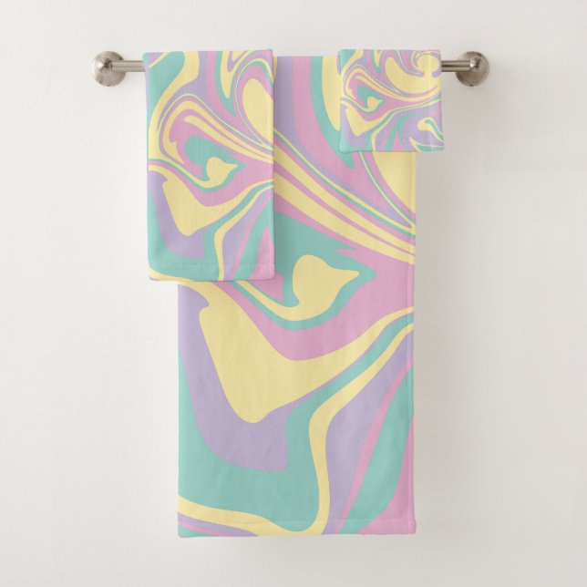 Chèques et perles Pastel Rose, Jaune, Violet & Ver (En situation)