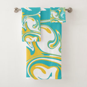 Chèques et permules en Turquoise, Jaune et Blanc