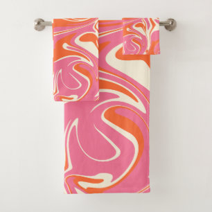Chèques et tourbillons - rose, orange et crème