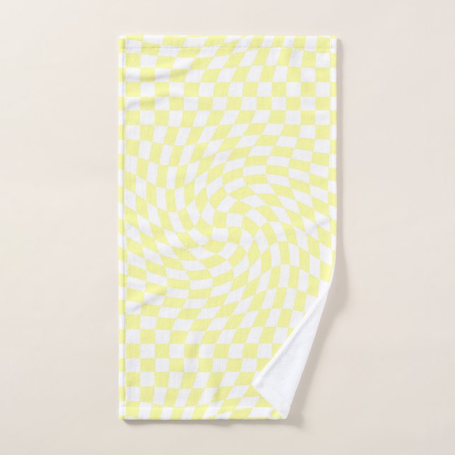 Chèques jaune clair et blanc À damiers Motif (Serviette à main)