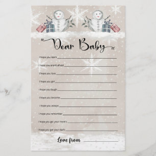 Cher bébé Snowman jeu de baby shower