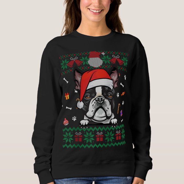 Cher Boston Terrier Chien moche Noël Sweat San (Devant)