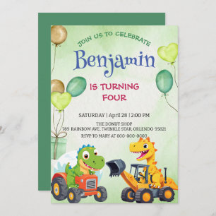 Cher dinosaure de construction ballon de camion de