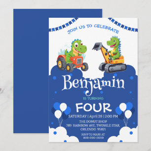 Cher Dinosaure tracteur creuser ballon camion Anni