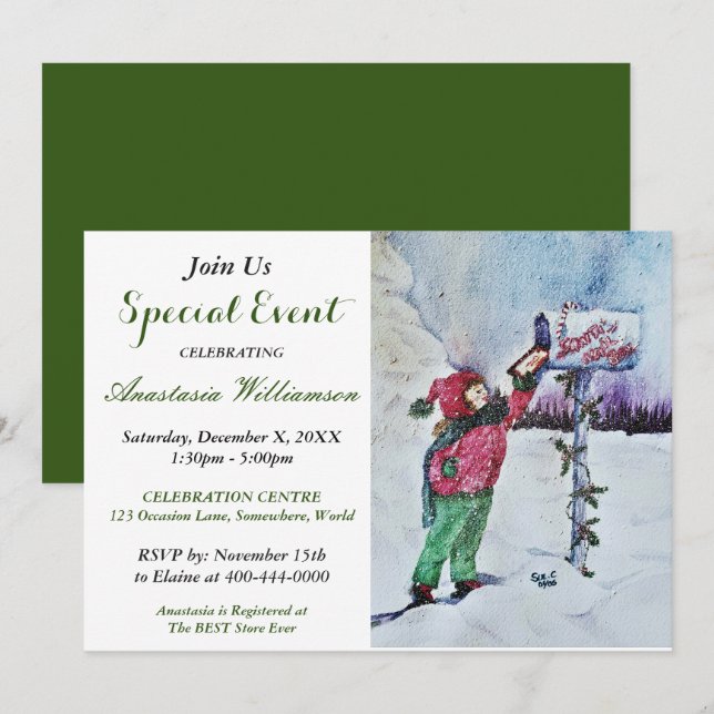 Cher INVITATION Père Noël PARTY (Devant / Derrière)