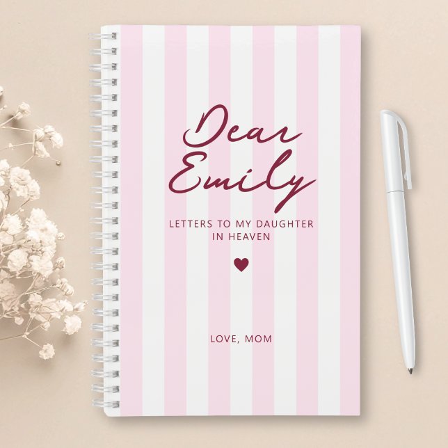 Cher Journal de deuil de fille en rayure rose (Créateur téléchargé)
