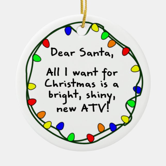 Cher ornement de Noël de Père Noël ATV (Devant)
