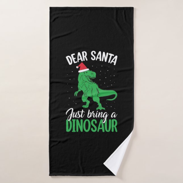 Cher Père Noël Apporte Un Dinosaure (Serviette de bain)
