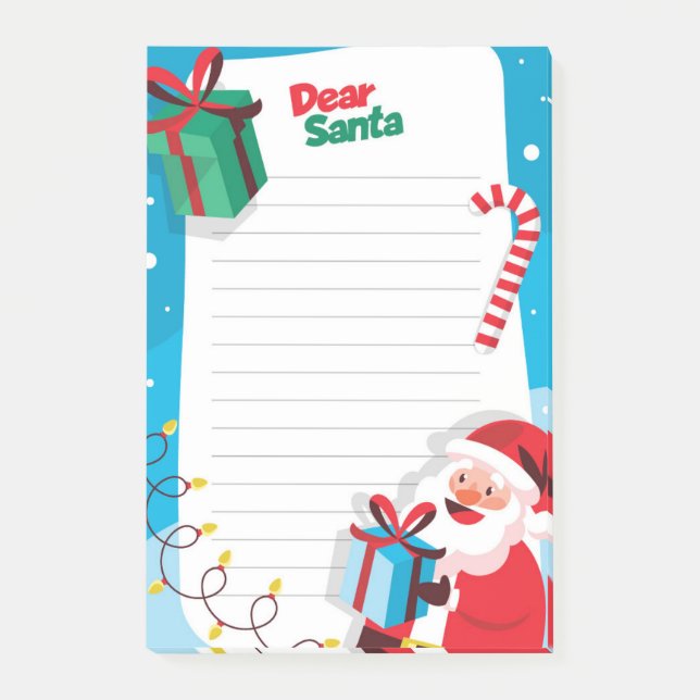 Cher Père Noël Cadeau Canne à Sucre Post-It Notes (Devant)