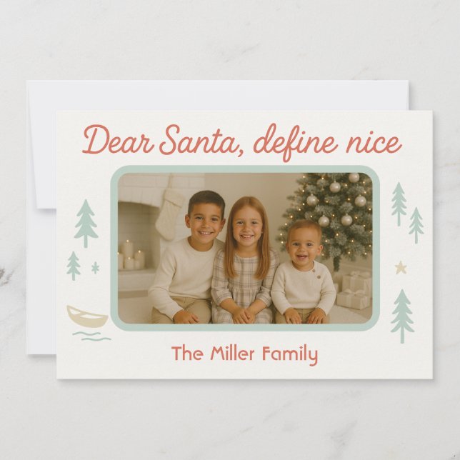Cher Père Noël Définir Nice drôle Carte de Noël Fa (Devant)
