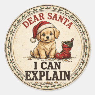Cher Père Noël Je Peux Expliquer Autocollant Chien