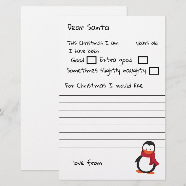 Cher Père Noël Une Lettre Personnalisée Au Père No (Devant / Derrière)