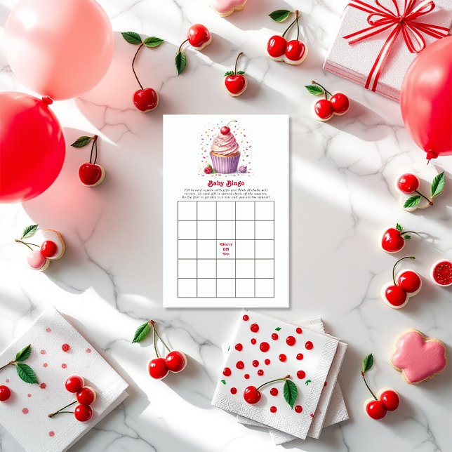 Chercher sur le Baby shower supérieur Jeu de Bingo (Cherry On Top Baby Shower Bingo Game)