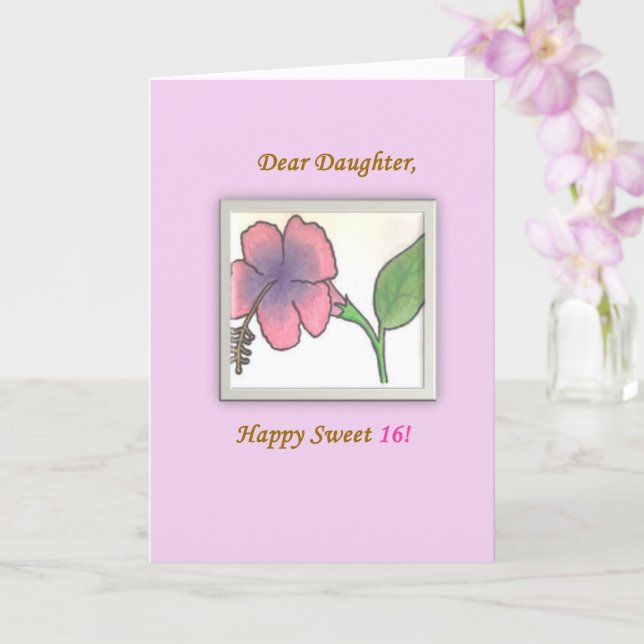 Chère fille, Bonne douce 16, carte (Orchidée)