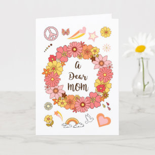 Chère Maman, carte de la fête des mères, paix et a