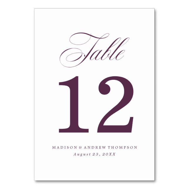 Chéri | Cartes de Numéro de Table de Mariage (Par défaut)