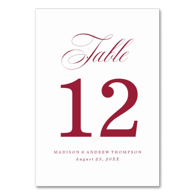Chéri | Cartes de numéros de table de mariage (Par défaut)
