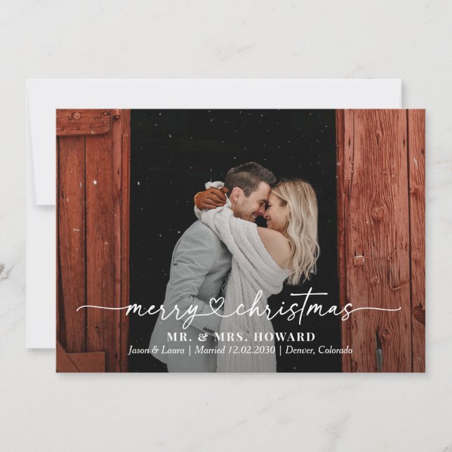 Chéri Coeur Joyeux Carte photo de Noël (Devant)