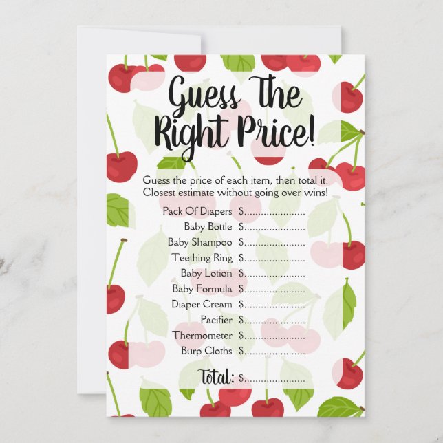 Cherries Devinez Le Jeu Baby shower Prix (Devant)