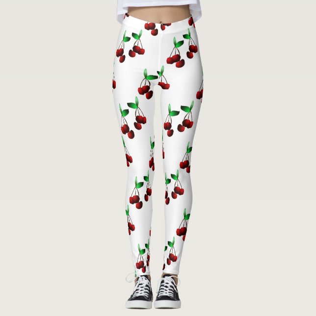 Cherries on White Leggings (Devant)