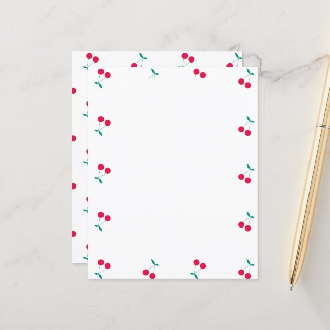 Cherry Aesthétique Cerises Motif Livre blanc (Devant/Arrière en situation)