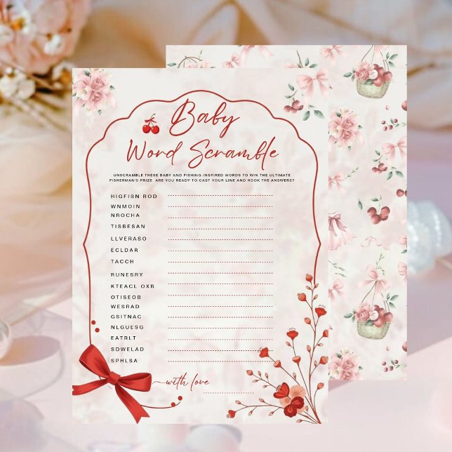 Cherry Baby Word Scramble Jeu | Douche à bec rose (Créateur téléchargé)