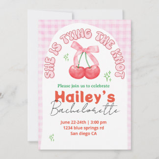 Cherry bachelorette invitation à lier le noeud