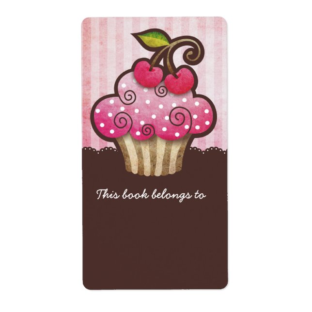 Cherry Berry Cupcake Boites Étiquettes (Devant)