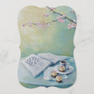 Cherry Blossom, Café, Crossword Blank Invitation