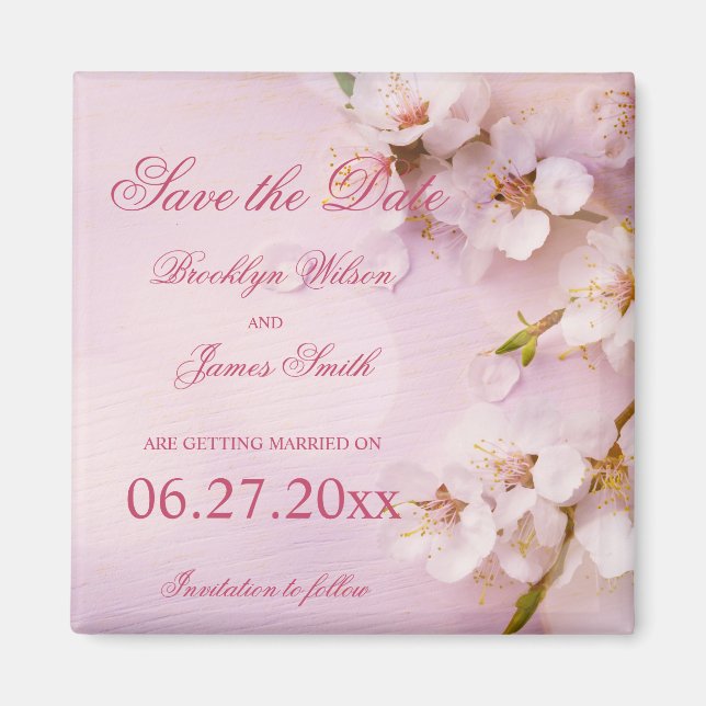 Cherry Blossom Elegant Save The Date Magnets (Devant)