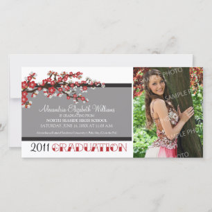 Cherry Blossom Faire-part de graduation (noir)
