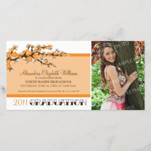 Cherry Blossom Faire-part de graduation (orange)