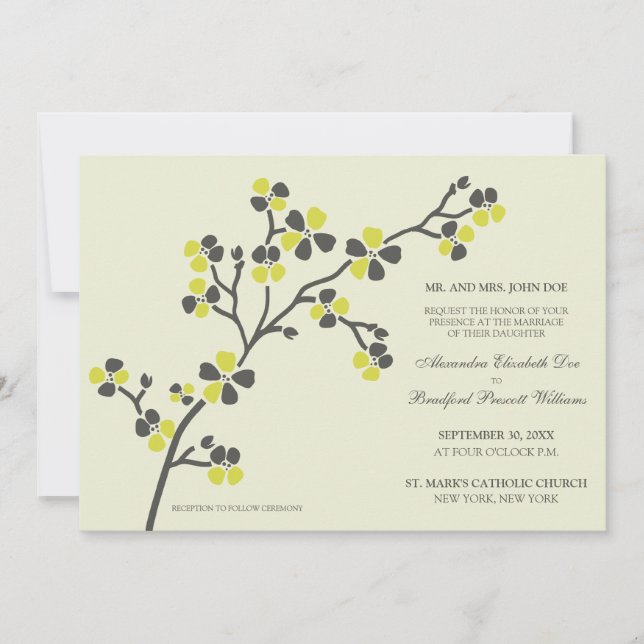 Cherry Blossom Faire-part de mariage moderne : agr (Devant)