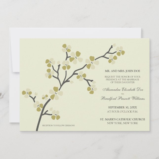Cherry Blossom Faire-part de mariage moderne :oliv (Devant)