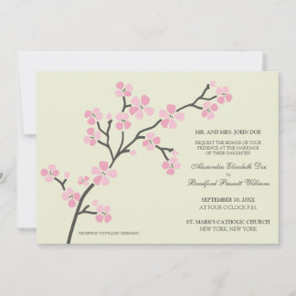 Cherry Blossom Faire-part de mariage moderne :rose