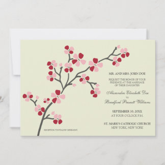 Cherry Blossom Faire-part de mariage moderne :roug