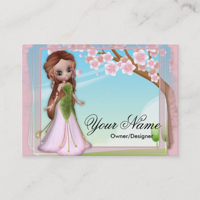 Cherry Blossom Fairy 2 Imaginaires Cartes de visit (Devant)
