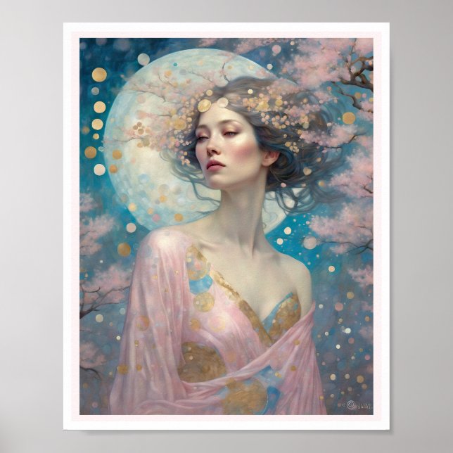 Cherry Blossom Femme Profil Art Déco Art Déco (Devant)