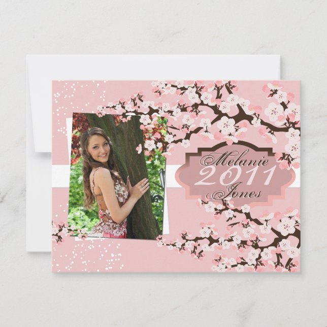 Cherry Blossom Grad Faire-part & Invitation (Devant)