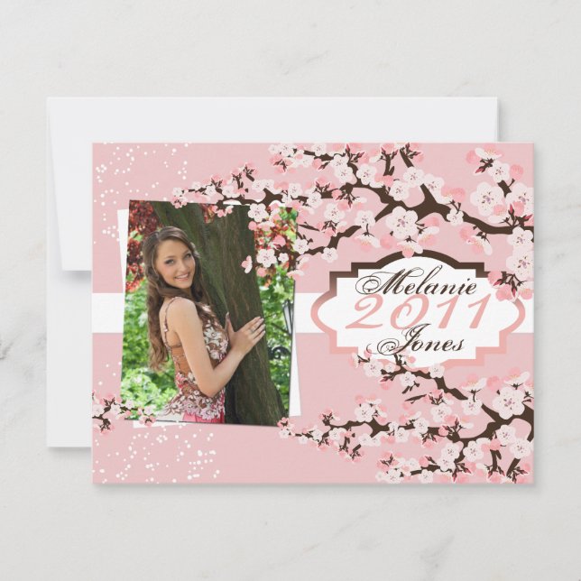 Cherry Blossom Grad Faire-part & Invitation (Devant)