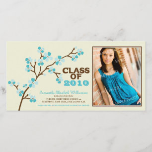 Cherry Blossom Graduation Faire-part (aqua)